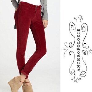 Pilcro & the Letterpress Skinny Serif Red Corduroy Pants Size 27